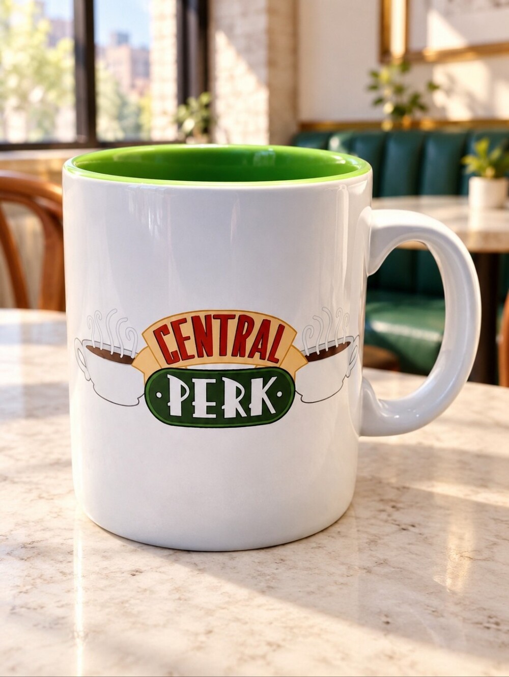 Friends Central Perk Silver Buffalo 20 Oz Oversized Ceramic Mug White Green